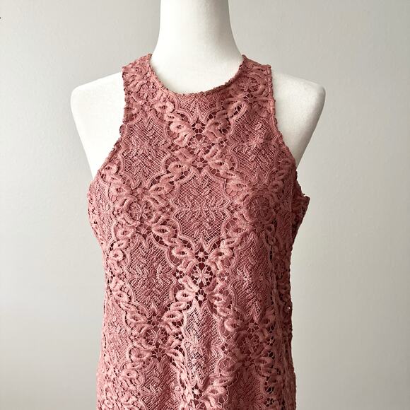 Lovers &‎ Friends Caspian Scalloped Lace Sleeveless Mauve Dress women's medium - Picture 3 of 13